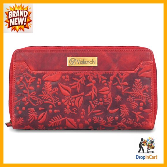 Handbags - Leather Clutch Wallet RFID Blocking Floral Vintage Elegant Women's Accessory